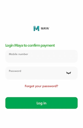 Step 3: Fill in the correct phone number and password to log in to your Maya account.